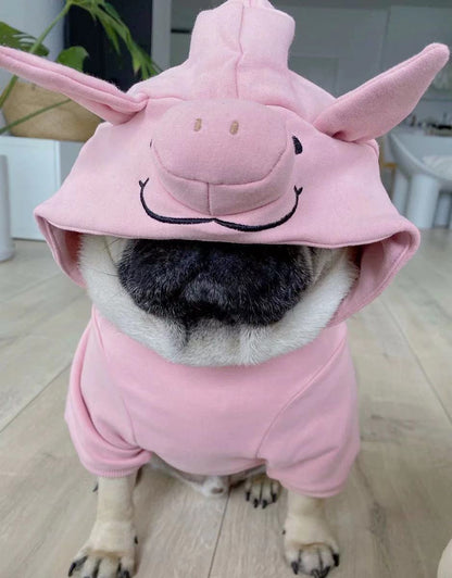 Dog Piggy Costume Pink Hoodie with Tail for Small Dogs