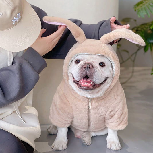 Bunny Zipper Up Coat DogPinkBunnyWarmHoodedJacketCoatforsmallmediumdogsbyFrenchiely1