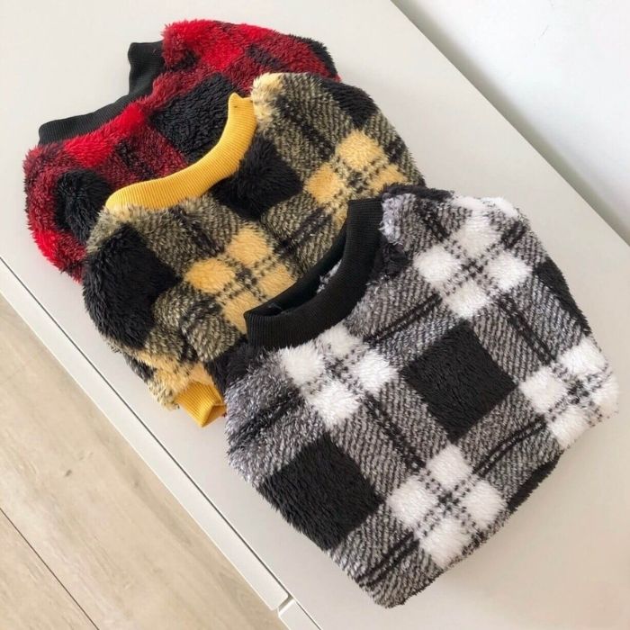 Dog Plaid Pullover Sweater for Bulldogs by Frenchiely 
