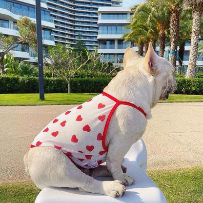 Dog Summer Sunscreen Heart Prints Shirts- Frenchiely 