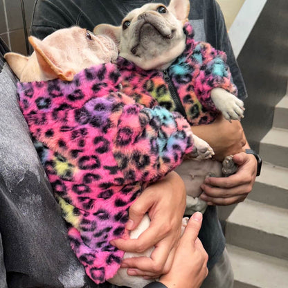 Dog Pink Leopard zipper up Jacket coat for 