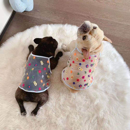 Orange Floral Shirt DogsummerfloralsunscreenshirtsforfrenchbulldogsbyFrenchiely026