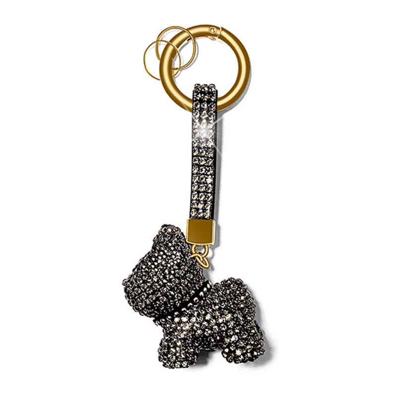 Rhinestone French Bulldog Keychain Key Ring - Frenchiely