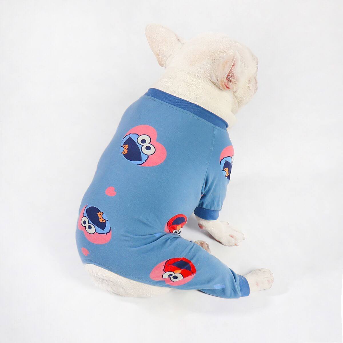 Dog Cartoon Blue Jammies Pajamas for Bulldogs BY FRENCHIELY
