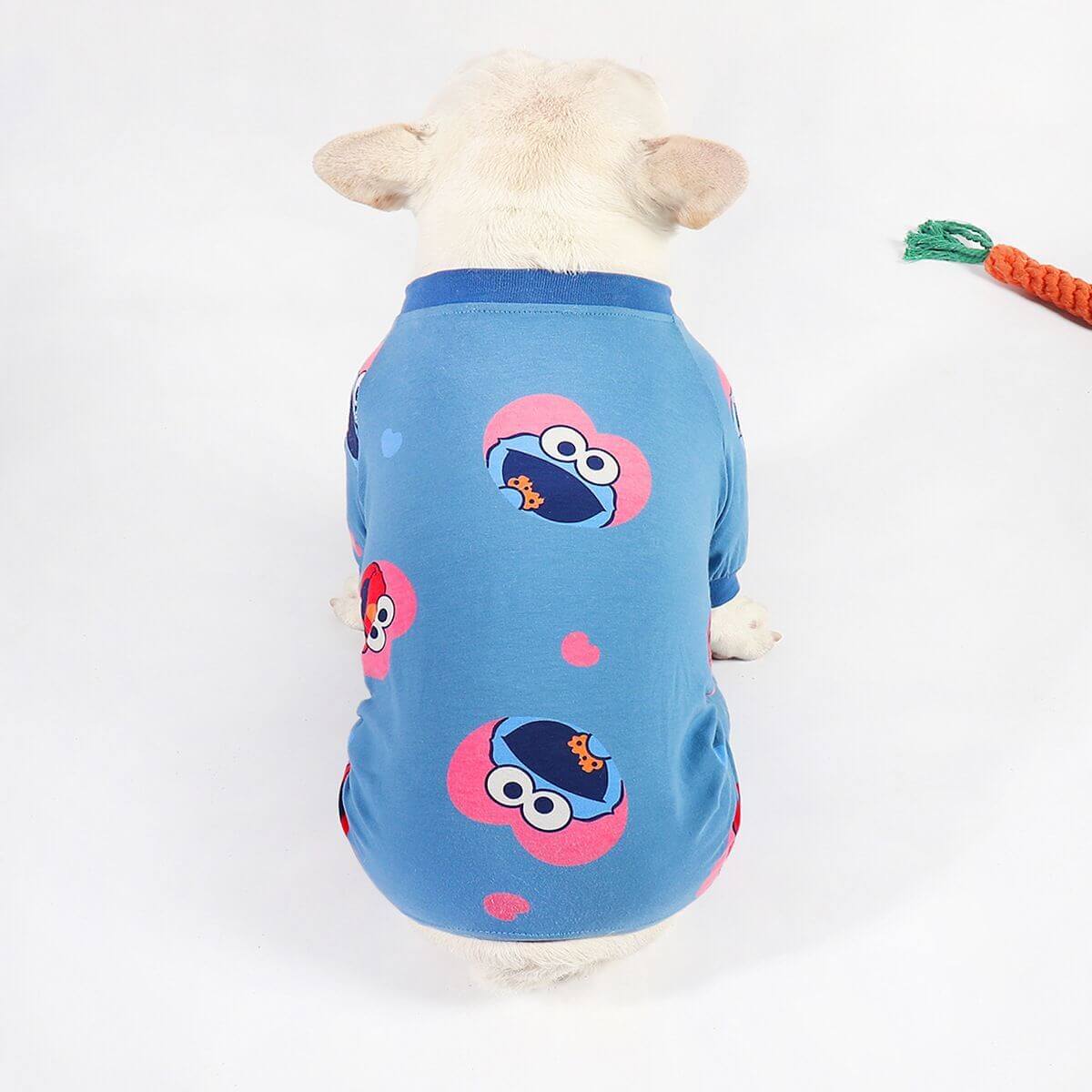 Dog Cartoon Blue Jammies Pajamas for Bulldogs BY FRENCHIELY