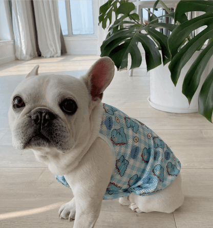 Frenchiely Dog Cartoon Dinosaurs Mesh Shirts for french bulldogs 0