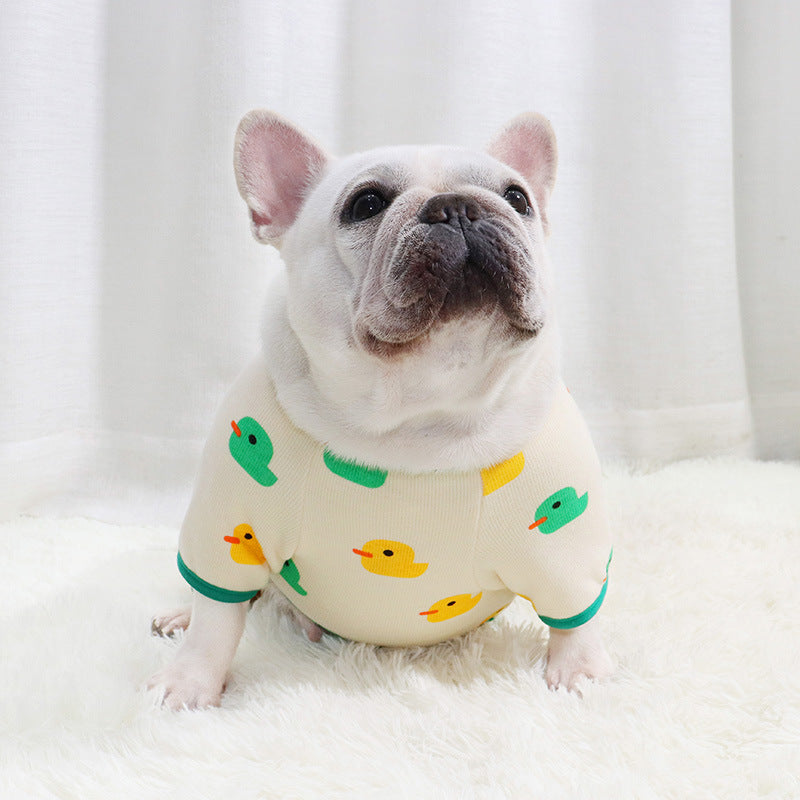 Frenchiely Dog Cartoon Duck Pajamas Onesie PJs for french bulldog puppy 01