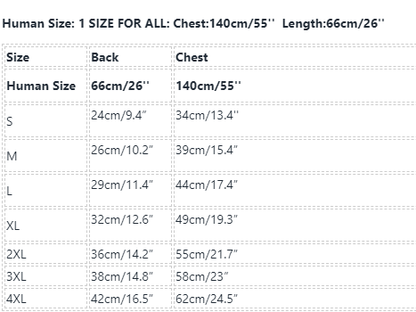 Frenchiely Dog Human Matching Shirts size chart