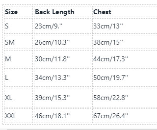 Frenchiely Dog Overalls for Medium Large Dogs Size Chart