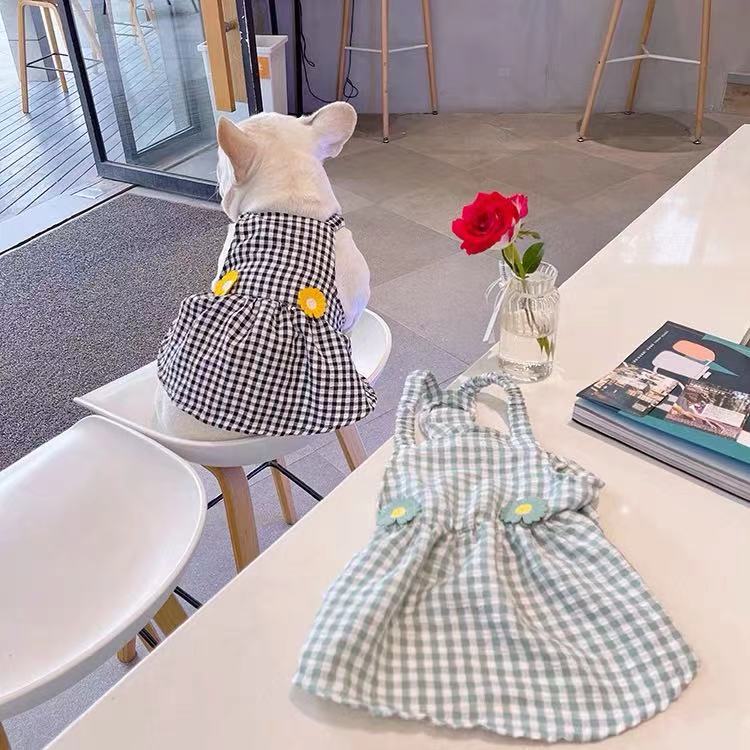 Frenchiely Dog Plaid Suspenders Dress for Frenchies