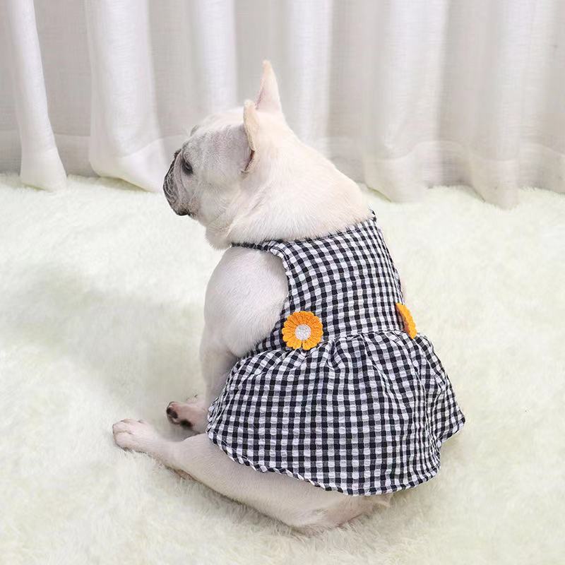 Frenchiely Dog Plaid Suspenders Dress for Frenchies