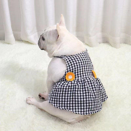 Frenchiely Dog Plaid Suspenders Dress for Frenchies