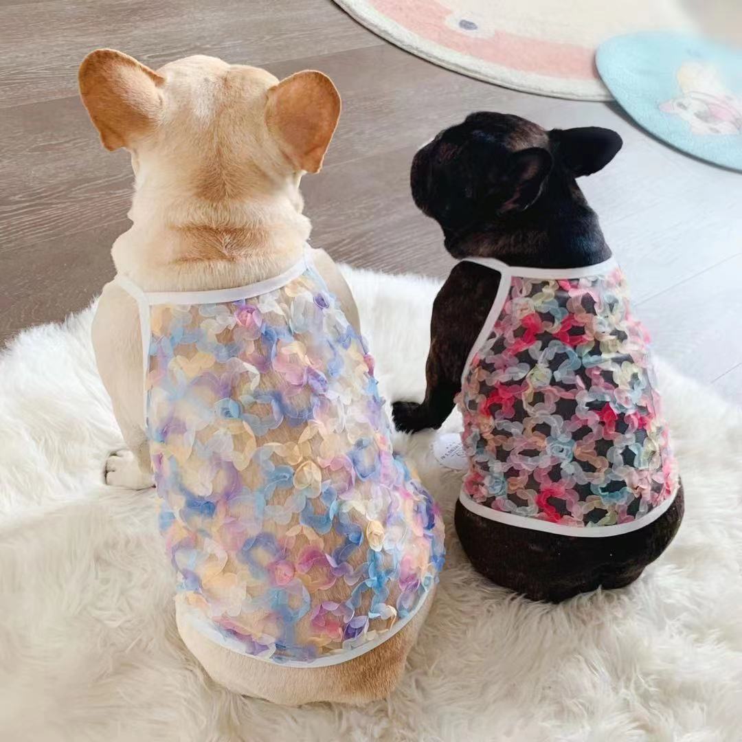 Frenchiely Dog Summer Mesh Floral Shirt for Female Dogs 0