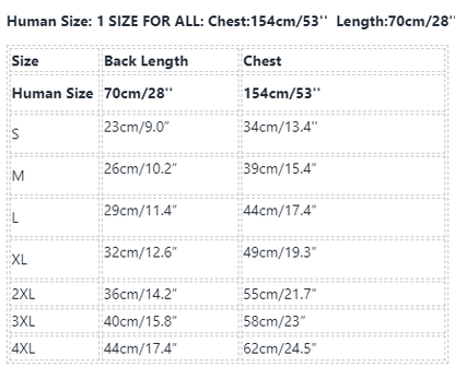 Frenchiely Matching Dog and Owner Face Shirts size chart
