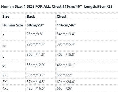 Frenchiely Matching Dog and Owner Gifts size chart