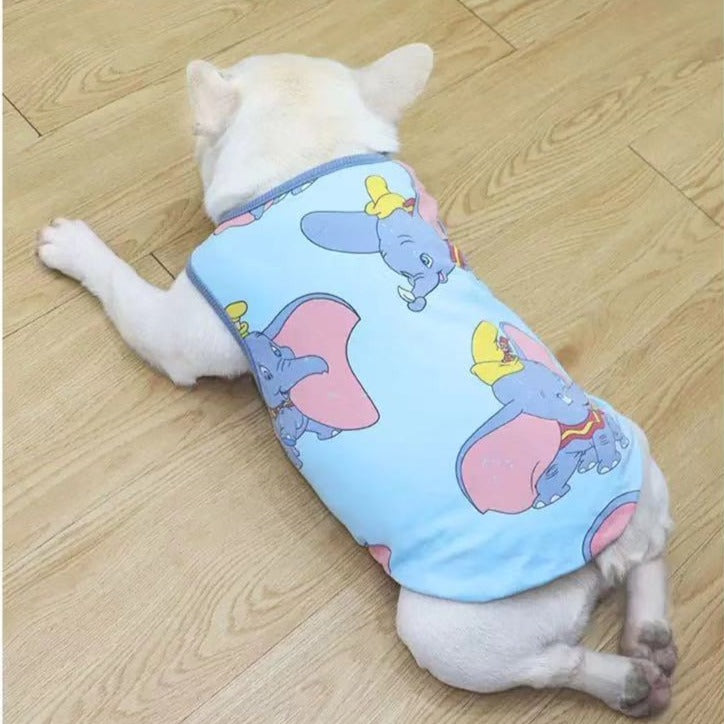 Medium Dogs Cartoon Elephant Cotton Shirt - Frenchiely