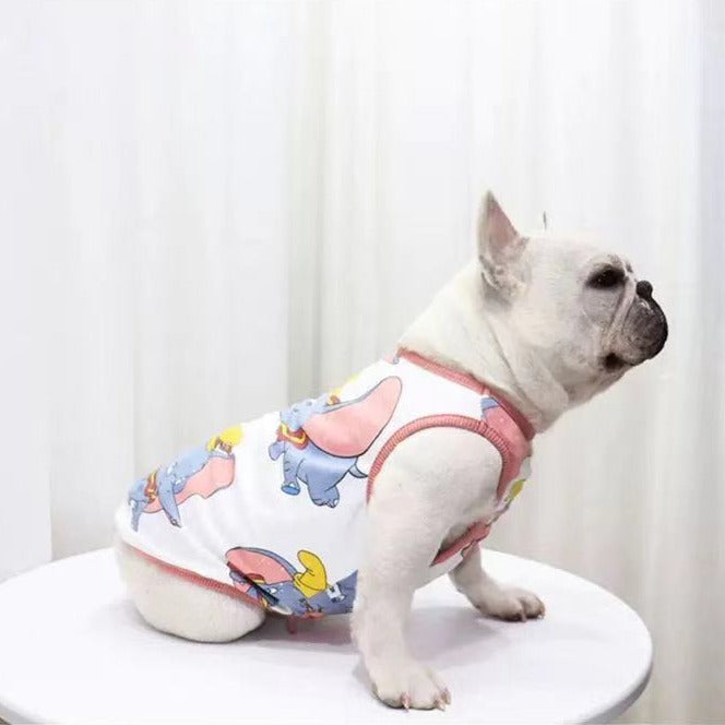 Medium Dogs Cartoon Elephant Cotton Shirt - Frenchiely