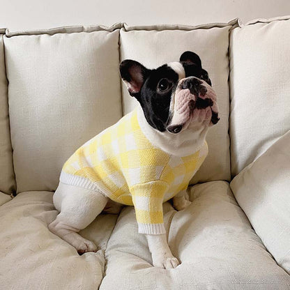 Dog Yellow Plaid Sweater - Frenchiely