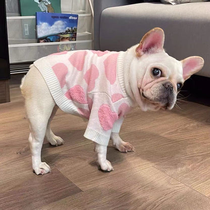 Frenchiely Sweater Jumper for Medium Dogs pink heart 0