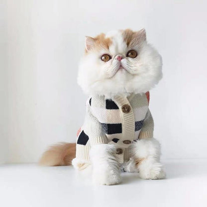 Dog Beige Striped Cardigan Sweater - Frenchiely