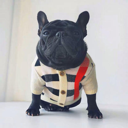 Dog Beige Striped Cardigan Sweater - Frenchiely
