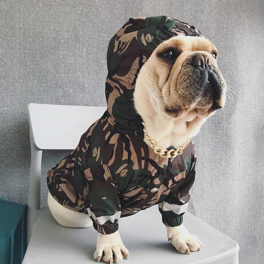 Dog Camo Hooded Reflective Rain Jacket - Frenchiely