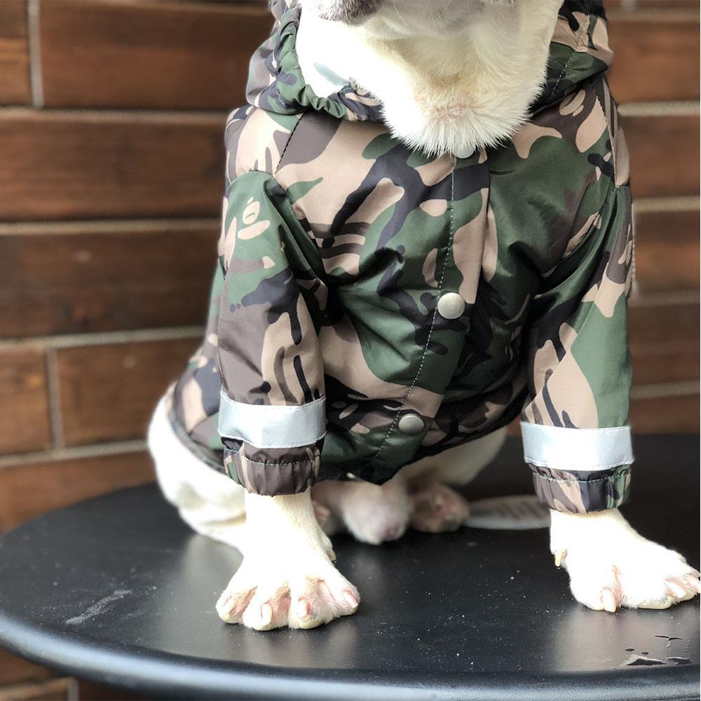 Dog Camo Hooded Reflective Rain Jacket - Frenchiely