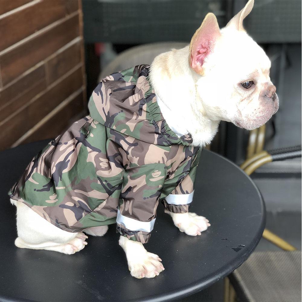 Dog Camo Hooded Reflective Rain Jacket - Frenchiely