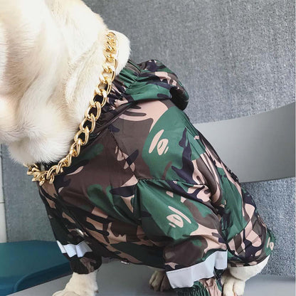 Dog Camo Hooded Reflective Rain Jacket - Frenchiely