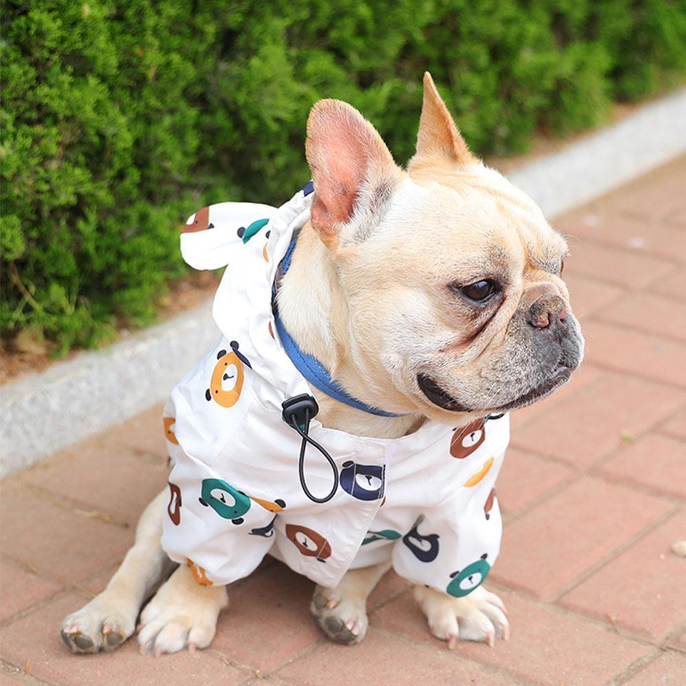 Cartoon Bear Dog Button-up Raincoats - Frenchiely