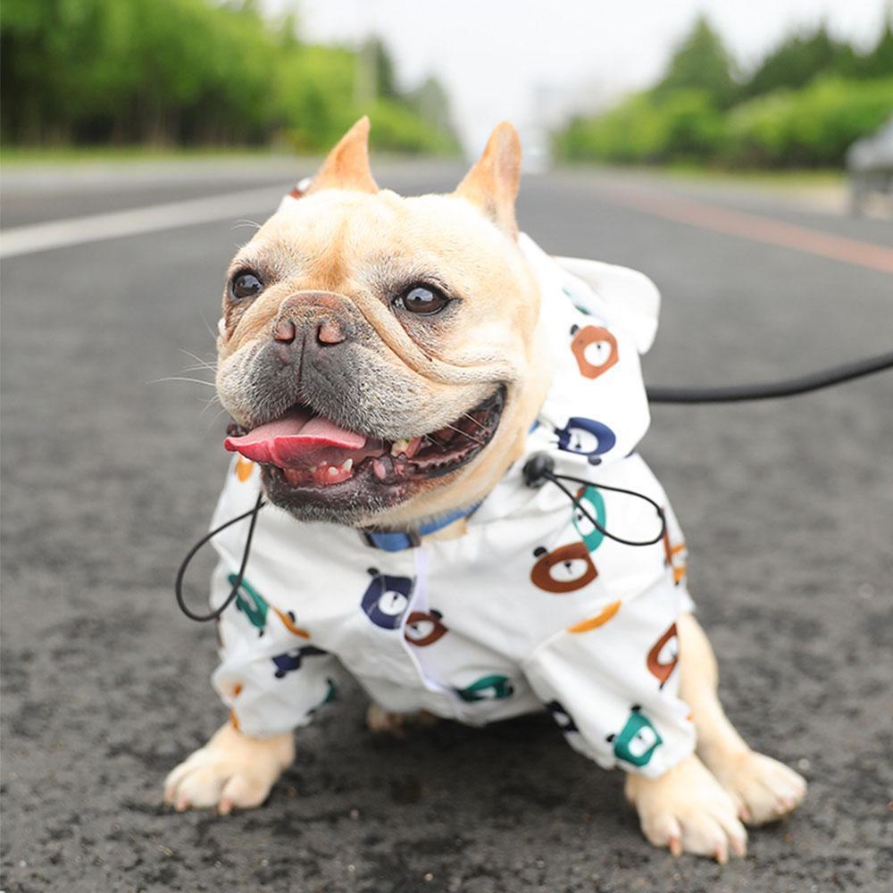 Cartoon Bear Dog Button-up Raincoats - Frenchiely