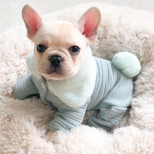 Puppy Pajamas with Collar Frenchiely_Cartoon_Warm_Winter_Pajamas_Jumpsuit