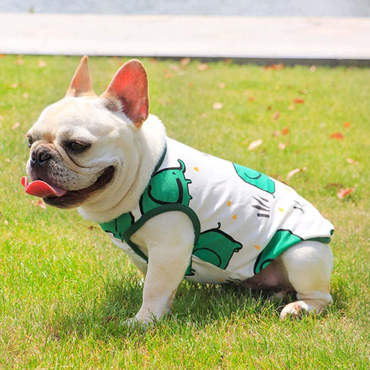 Dog Cute Green Elephants Cotton Shirt Vest for Medium Dogs - Frenchiely