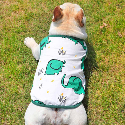 Dog Cute Green Elephants Cotton Shirt Vest for Medium Dogs - Frenchiely
