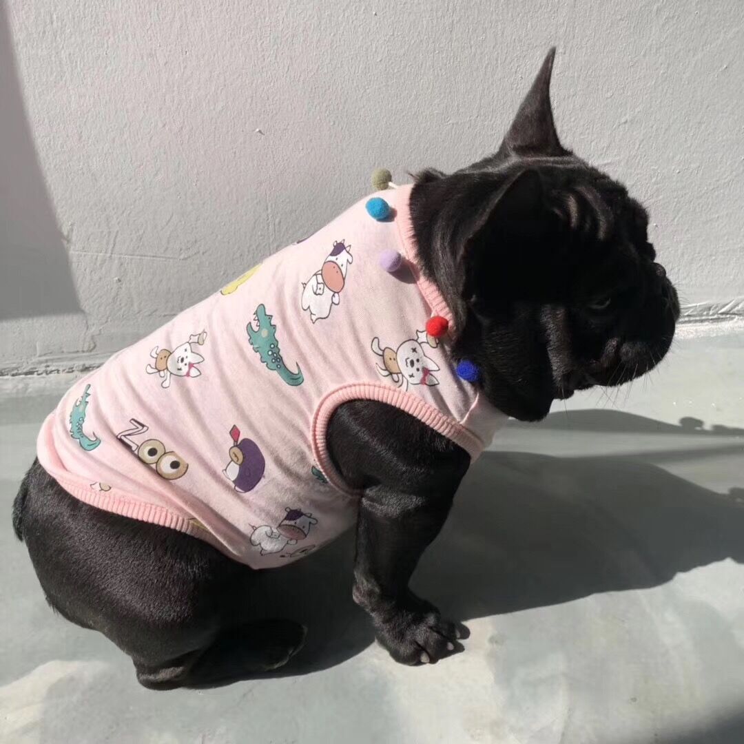 Summer Pink Dog Vest Shirt for Frenchies - Frenchiely