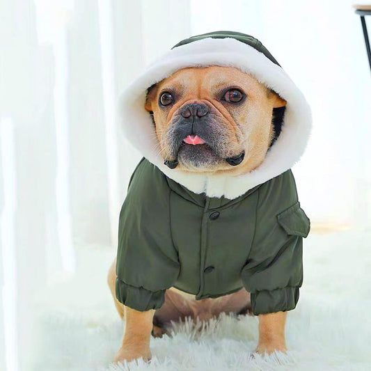 Dog Blue Jean jacket Fur Hoodie - Frenchiely