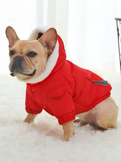 Red Hoodie Jacket Coat for Bulldogs - Frenchiely