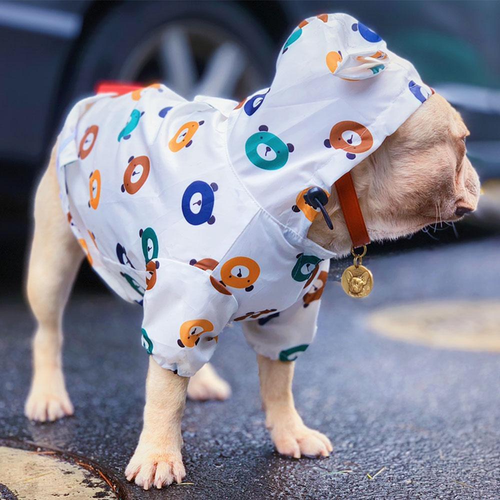 Cartoon Bear Dog Button-up Raincoats - Frenchiely