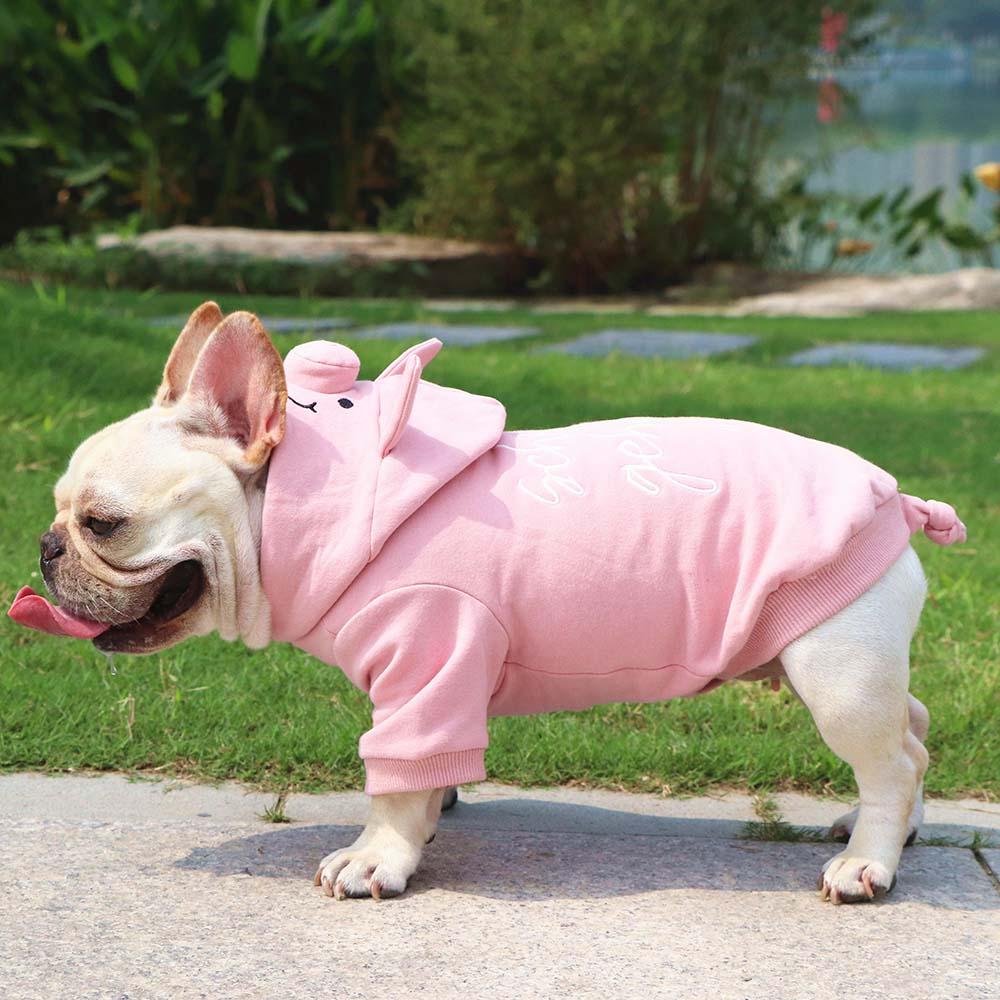 Dog Piggy Costume Pink Hoodie with Tail for Small Dogs - Frenchiely