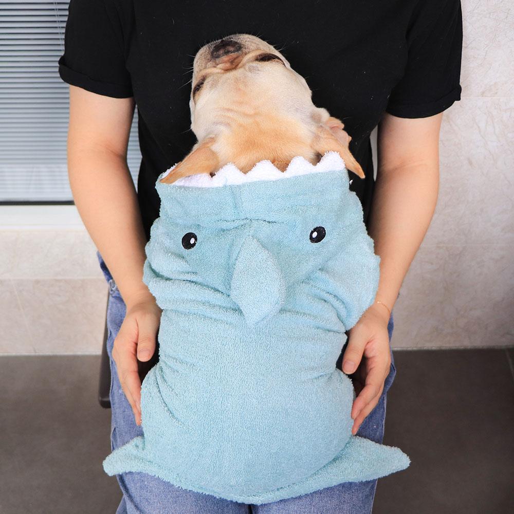 Cartoon Shark Dog Robe Nightgown Towel Pajamas - Frenchiely