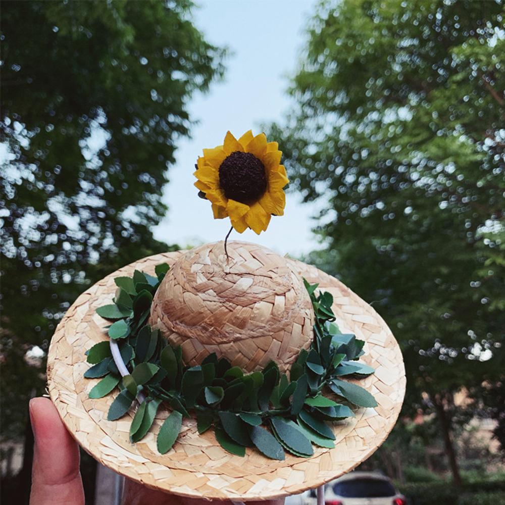 Dog Sunflower Straw Hat for Medium Dogs