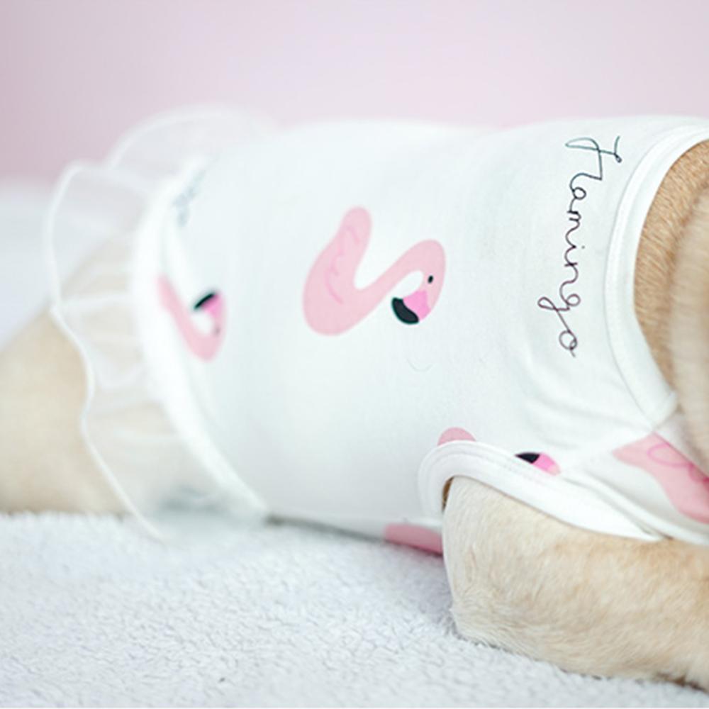 Fancy Flexible Dog Flamingo Dress for Bulldogs - Frenchiely