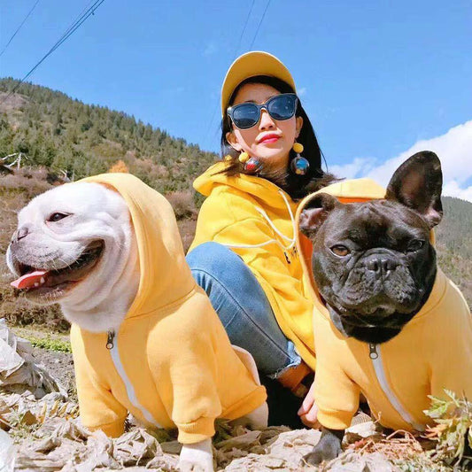 winter zip up hoodies for dogs with pocket - Frenchiely