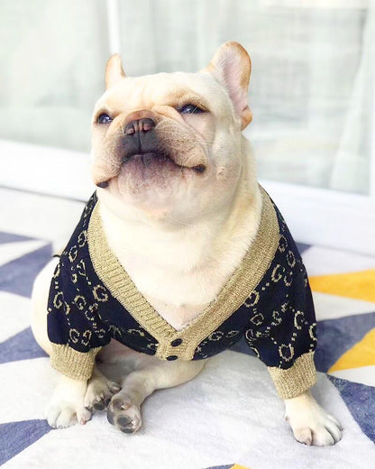 French Bulldog Puppy Sweaters Dark Black & Golden - Frenchiely