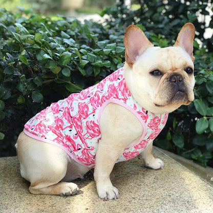 Dog Pink Flamingo Vest Shirt for Fat Bulldogs - Frenchiely