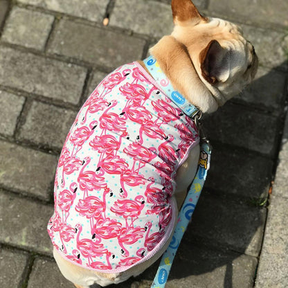 Dog Pink Flamingo Vest Shirt for Fat Bulldogs - Frenchiely