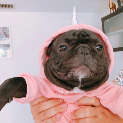 Cute Pink Unicorn Hoodie for Girl Bulldogs - Frenchiely