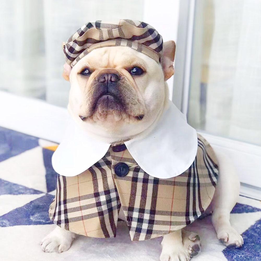 Dog Plaid Winter Cloak with Beret - Frenchiely