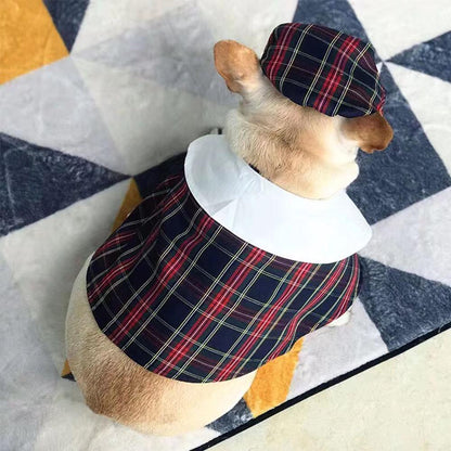 Dog Plaid Winter Cloak with Beret - Frenchiely