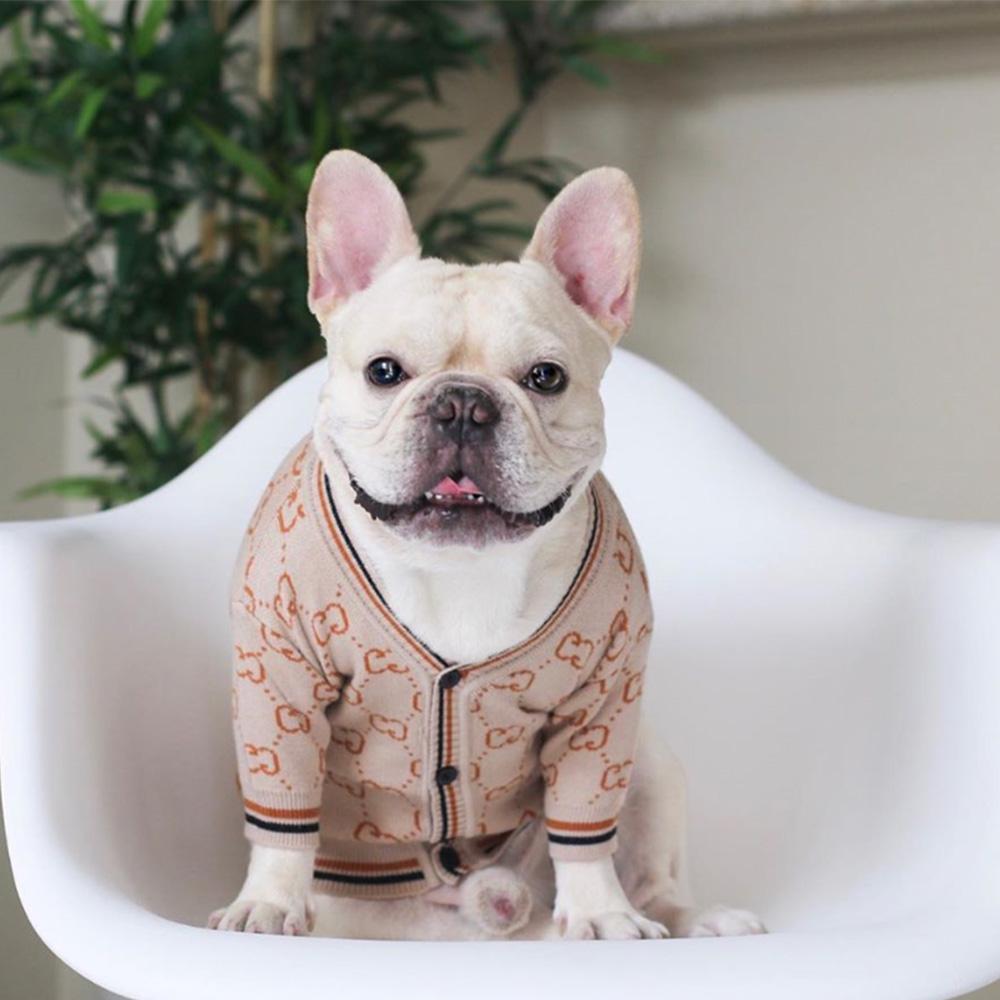 French Bulldog Beige Cardigan Sweater - Frenchiely